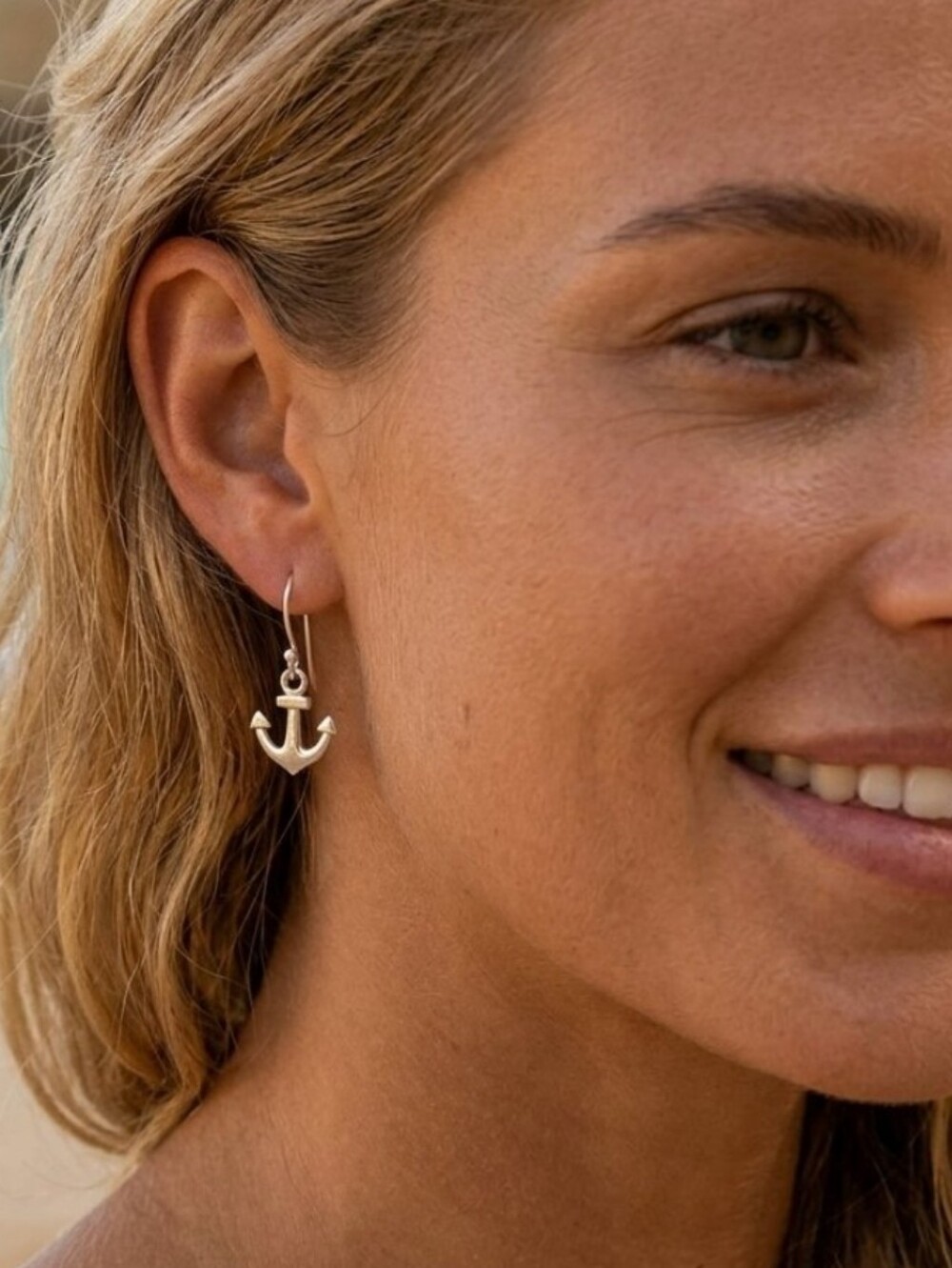 Sterling Silver High Polished Anchor Dangle Drop Earrings 925